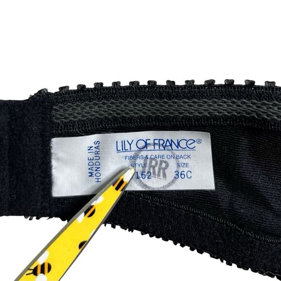LILY OF FRANCE Women's Black Nylon Stretch Strapless Bra Size 36C - Picture 3 of 4